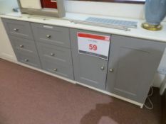 Bespoke 1800mm wide base unit with 6 drawers and 2 door cupboard, cream and grey