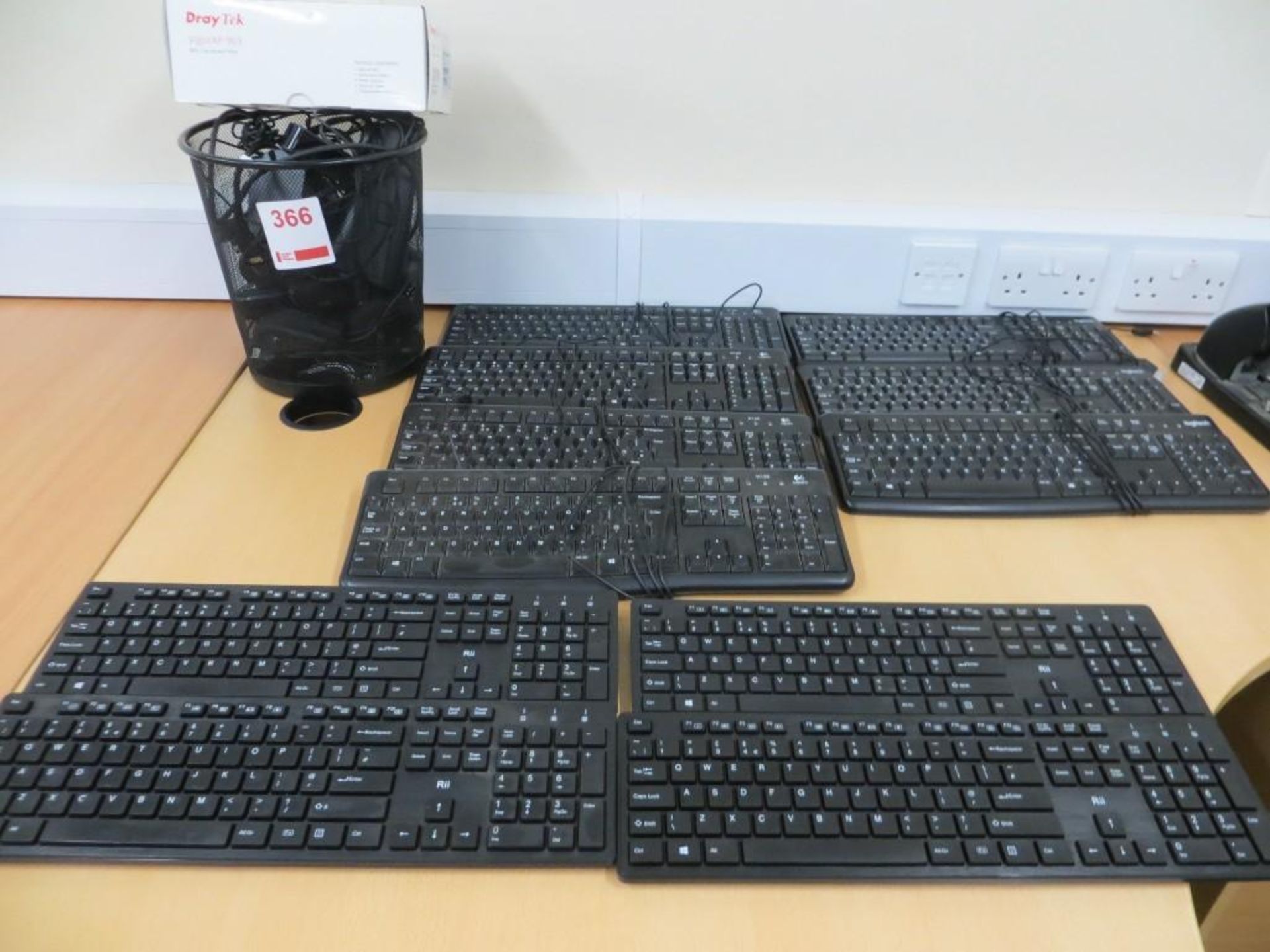 Seven Logitech keyboards, Four Rii wireless keyboards, 10 various wireless mice, 4 various mice, 2