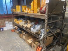Contents of 3 shelf to include a large quantity of a JCB filters and spare parts, please note rack n