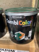 12 x 2.5L cans of rust-oleum Combi colour paint eight x yellow 4 x green ( unused )