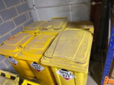 6 x 360 L spill kit wheelie bins and content