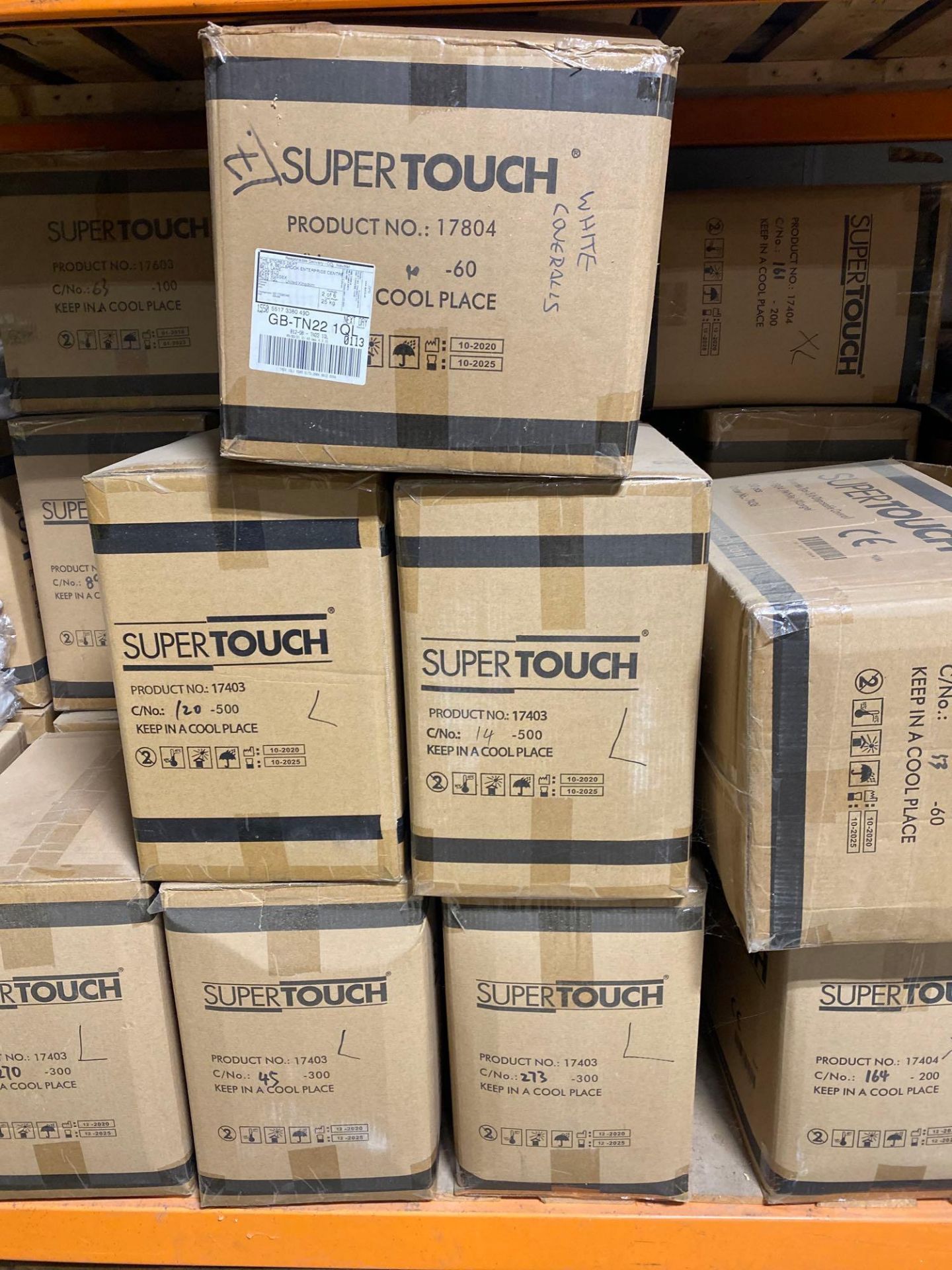 Approximately 30 boxes of unused super touch coveralls type 5–6, size is medium large and extra larg - Image 3 of 6