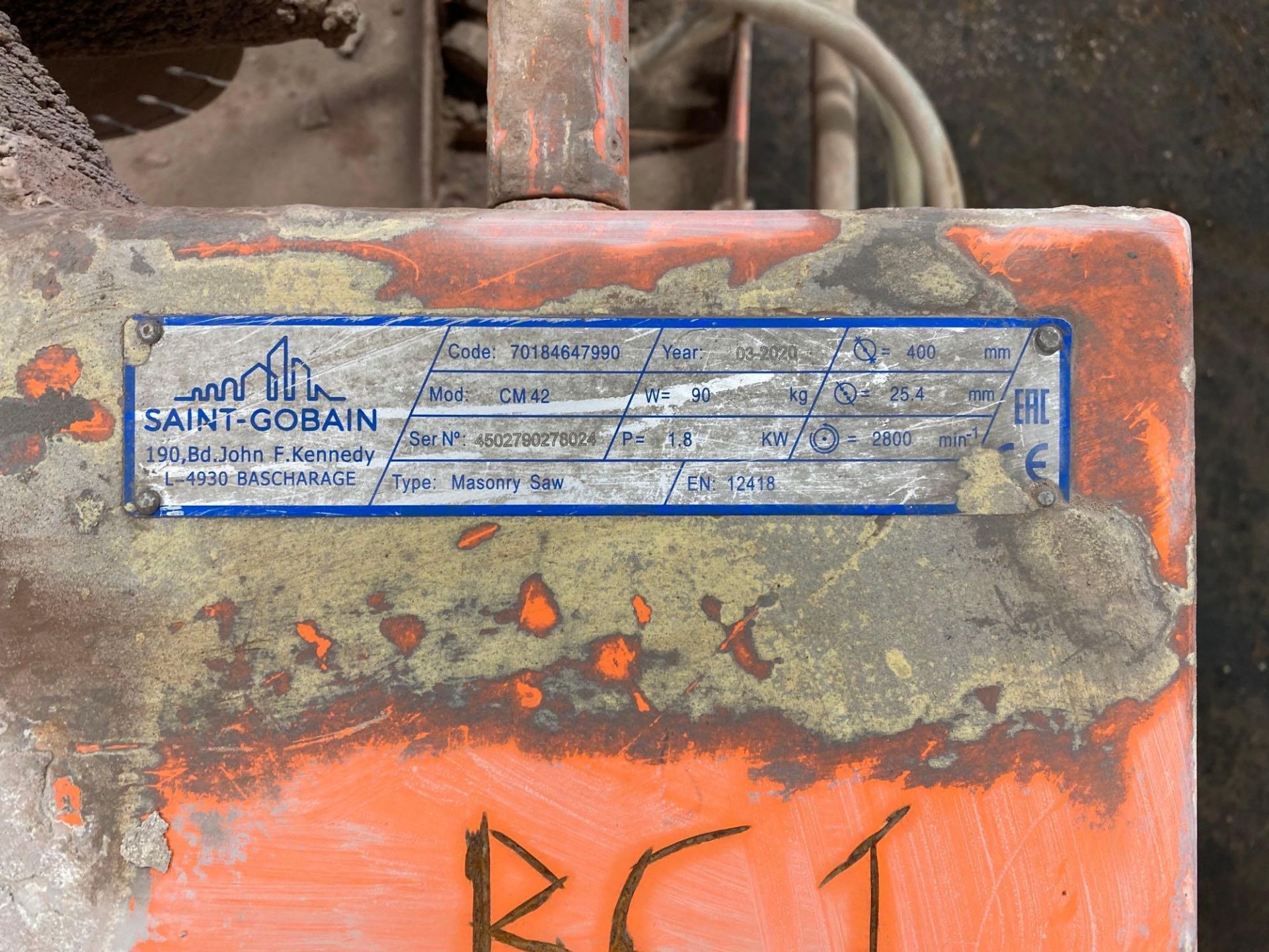 Saint Gobain Norton clipper Pull down concrete saw, model CM 42, code 70184647990, date of manufactu - Image 2 of 2