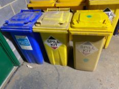 3 x 240 L spill kit wheelie bins and contents