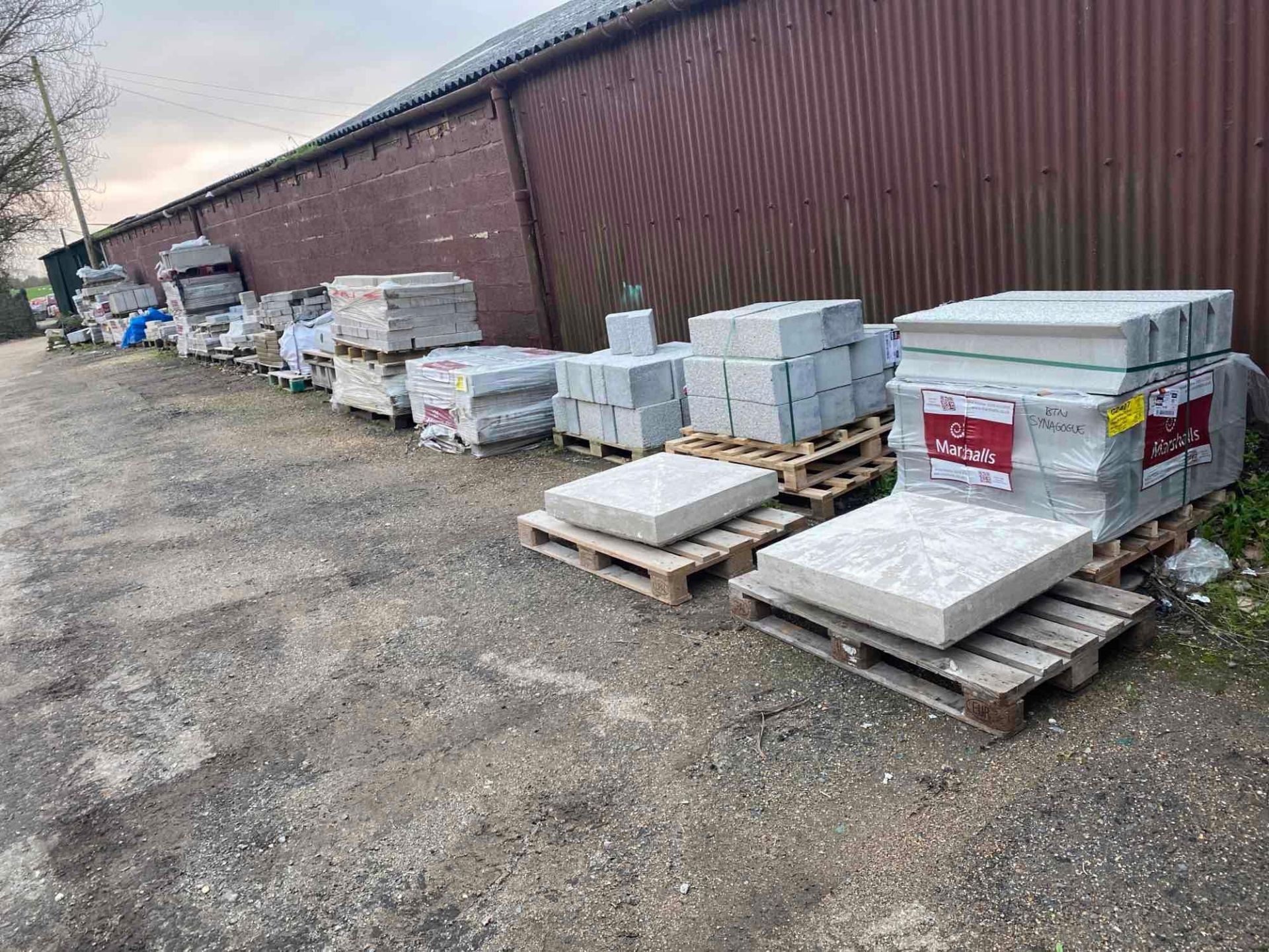 Approximately 25 pallets of various kerbstones, block paving, concrete slabs, concrete spacers, gran - Image 16 of 17