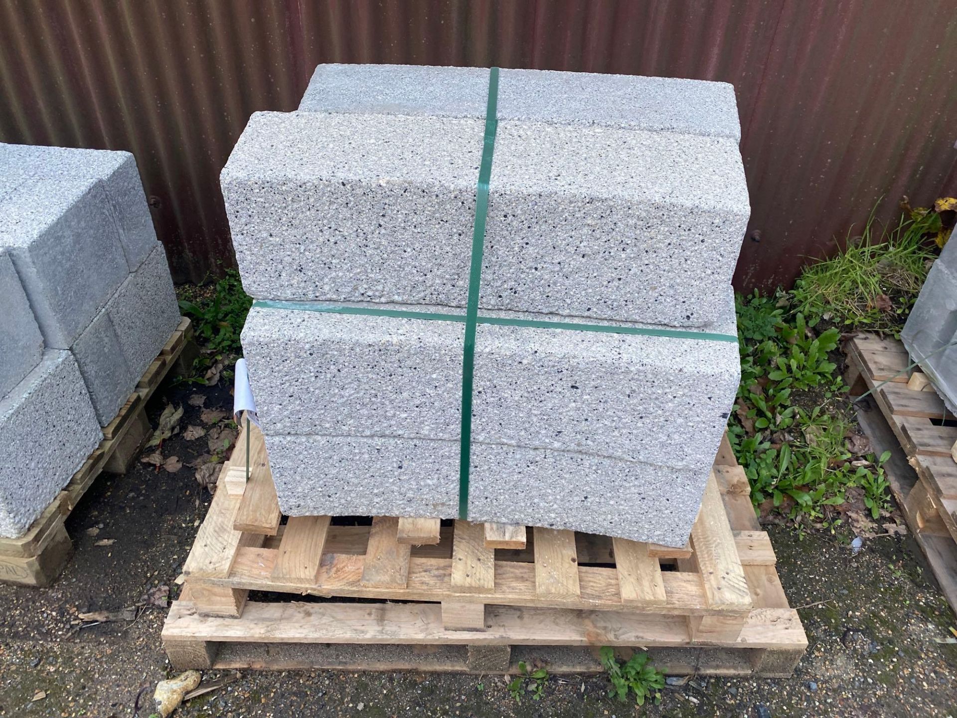 Approximately 25 pallets of various kerbstones, block paving, concrete slabs, concrete spacers, gran - Image 2 of 17