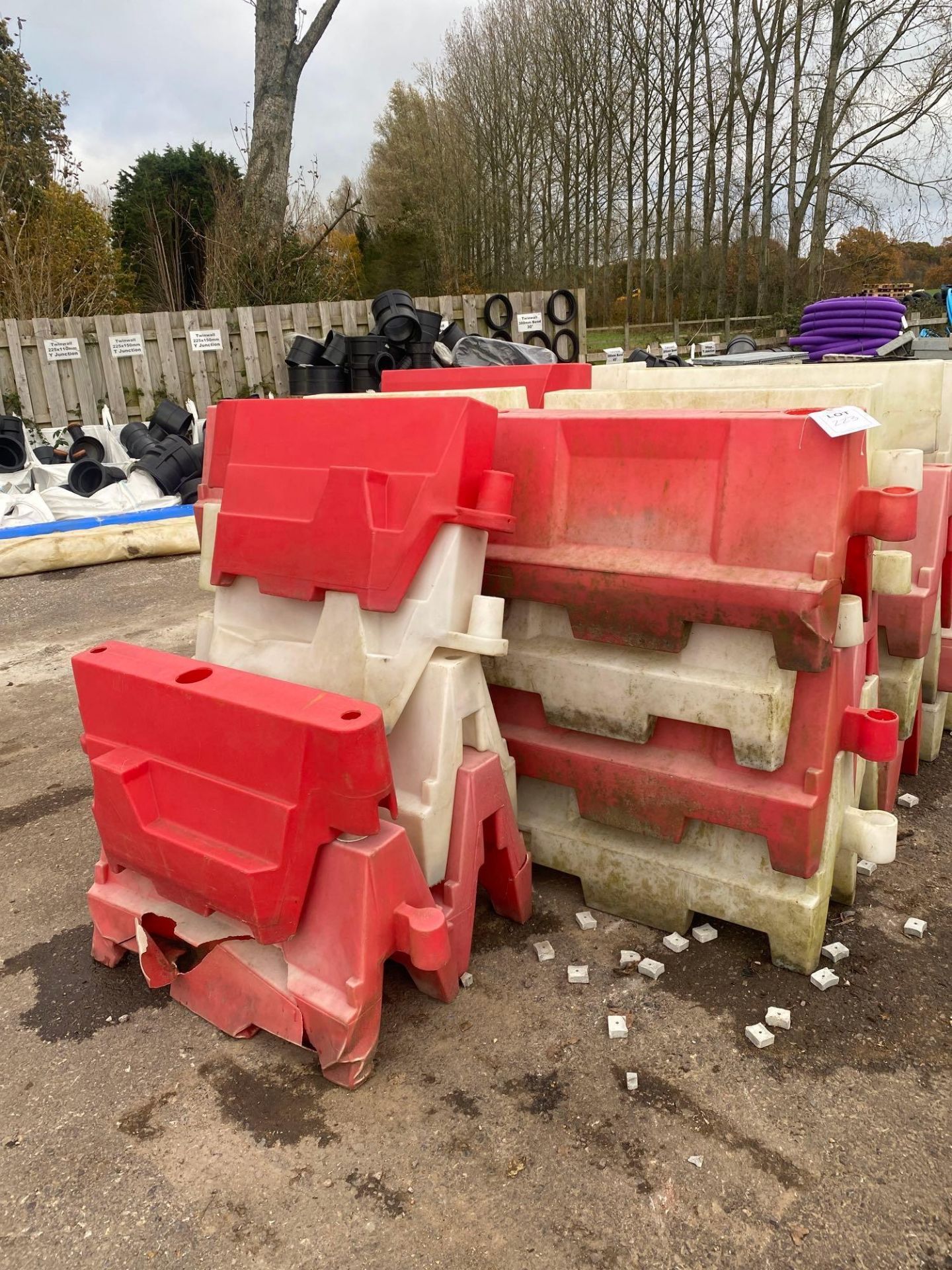 38 Red and white road barriers