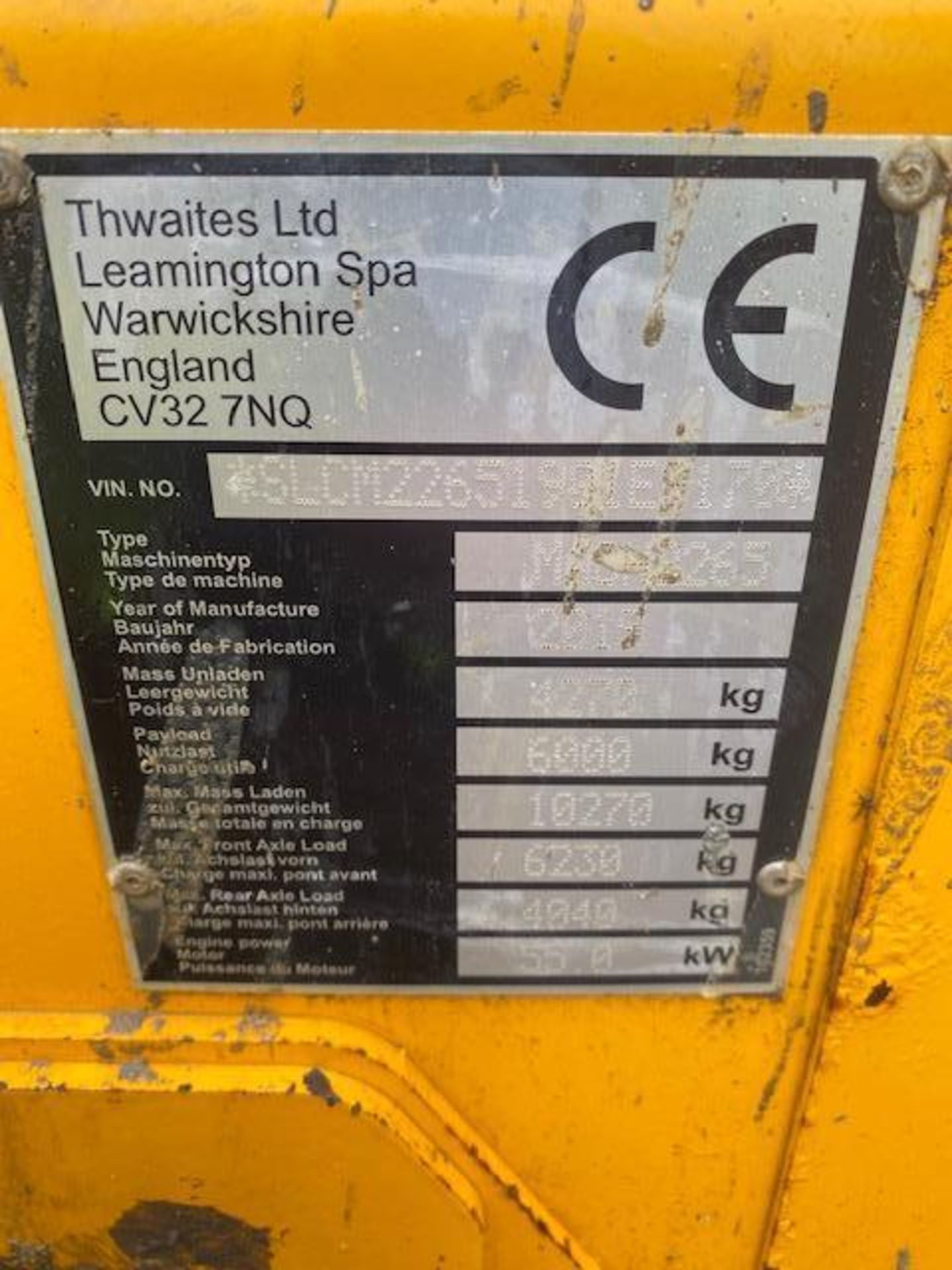 Thwaites 6Ton Dumper - E9170 (D1) model 6T FT MACH2265X (2019) - Image 7 of 10