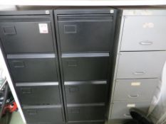Three steel four drawer filing cabinets and a steel two drawer filing cabinet