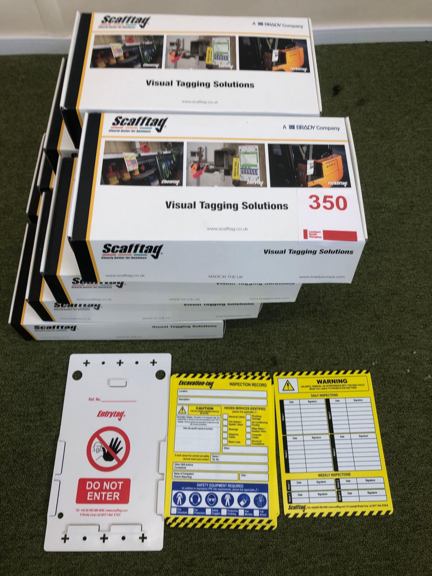 8 boxes of Scafftag visual tagging solutions entry tags, each box contains 10 holders, 10 inserts an