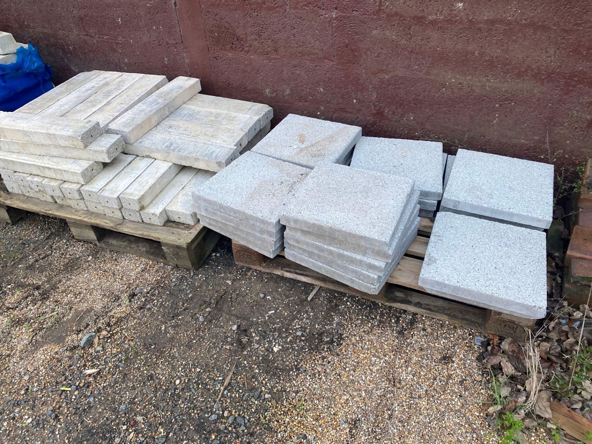 Approximately 25 pallets of various kerbstones, block paving, concrete slabs, concrete spacers, gran - Image 11 of 17