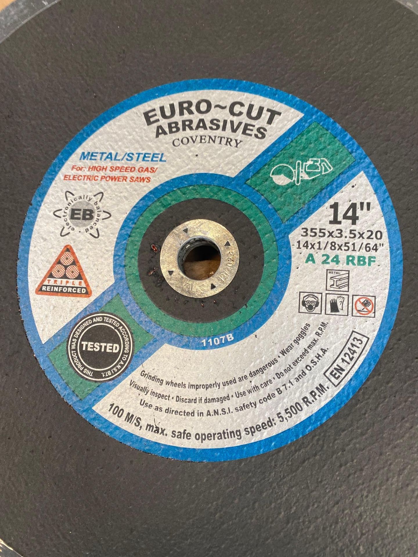 25 euro-cut 14 inch abrasive disc for metal and steel - Image 2 of 2