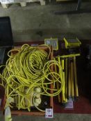 Quantity of 110v site lights, leads, splitter box etc. ** Located: Stoneford Farm, Steamalong