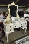 Timber framed multi drawer dressing table, with mirror (excludes contents) ** Located: Stoneford
