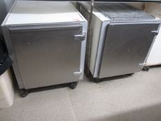 Two stainless steel mobile multi rack storage cupboards, 890mm 600mm x 730mm **Located: Puddy Mark