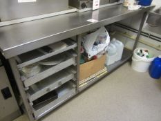 Stainless Steel preparation table with 1 x multi shelf tray rack and under shelf, 1700mm x 890mm x