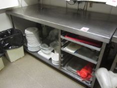 Stainless Steel mobile preparation table with 1 x multi shelf tray rack and under shelf, 1700mm x