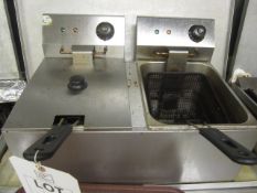 Table top Stainless Steel twin basket deep fat fryer, 570mm x 400mm x 370mm **Located: Puddy Mark