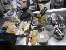 Quantity of assorted pots, pans, trays, utensils etc, as lotted **Located: Puddy Mark Café, High