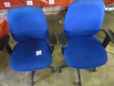 Two upholstered swivel arm office chairs ** Located: Stoneford Farm, Steamalong Road, Isle