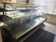 Matirol glass fronted 3 shelf/3 drawer display cabinet, 2720mm x 950mm x 1300mm - refrigeration