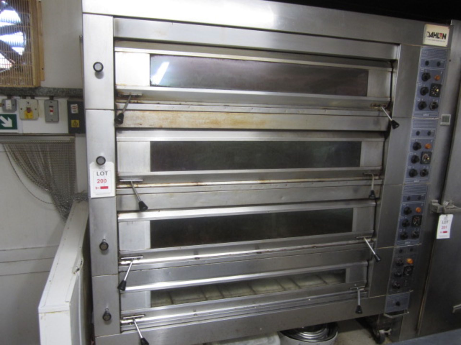 Dahlen stainless steel commercial 4 deck oven, 56" deck width, approx. overall size: 1950mm x 2010mm