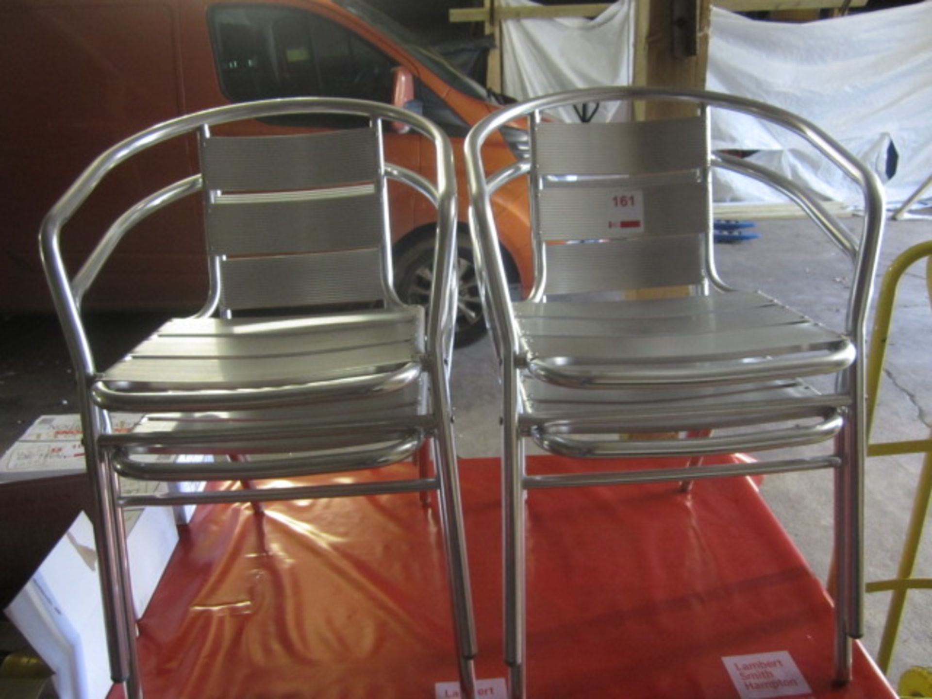 Four chrome bistro chairs ** Located: Stoneford Farm, Steamalong Road, Isle Abbotts, Nr Taunton