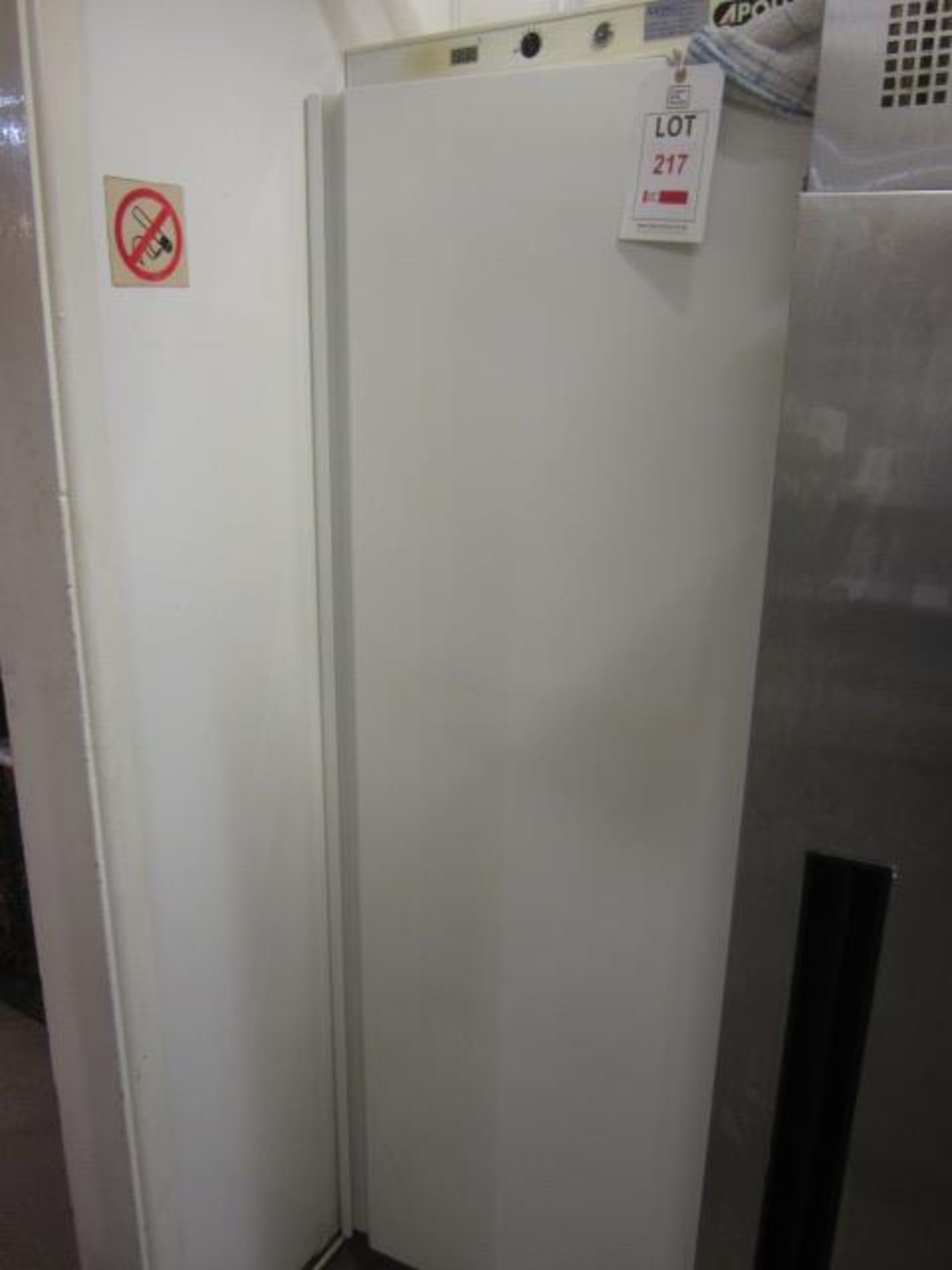 Apollo upright single door fridge, 600mm x 600mm x 1800mm **Located: Puddy Mark Café, High Street,
