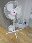 Pedestal fan, 2 x assorted electric heater and fan