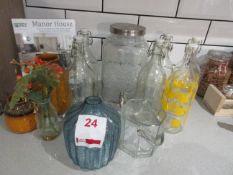 Various glass display bottle, vases, storage jar etc.