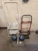 Small sack barrow, two-step step ladder, singular step and extension leads