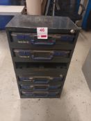 Six tier tool chest with five CarryLite 80 cases