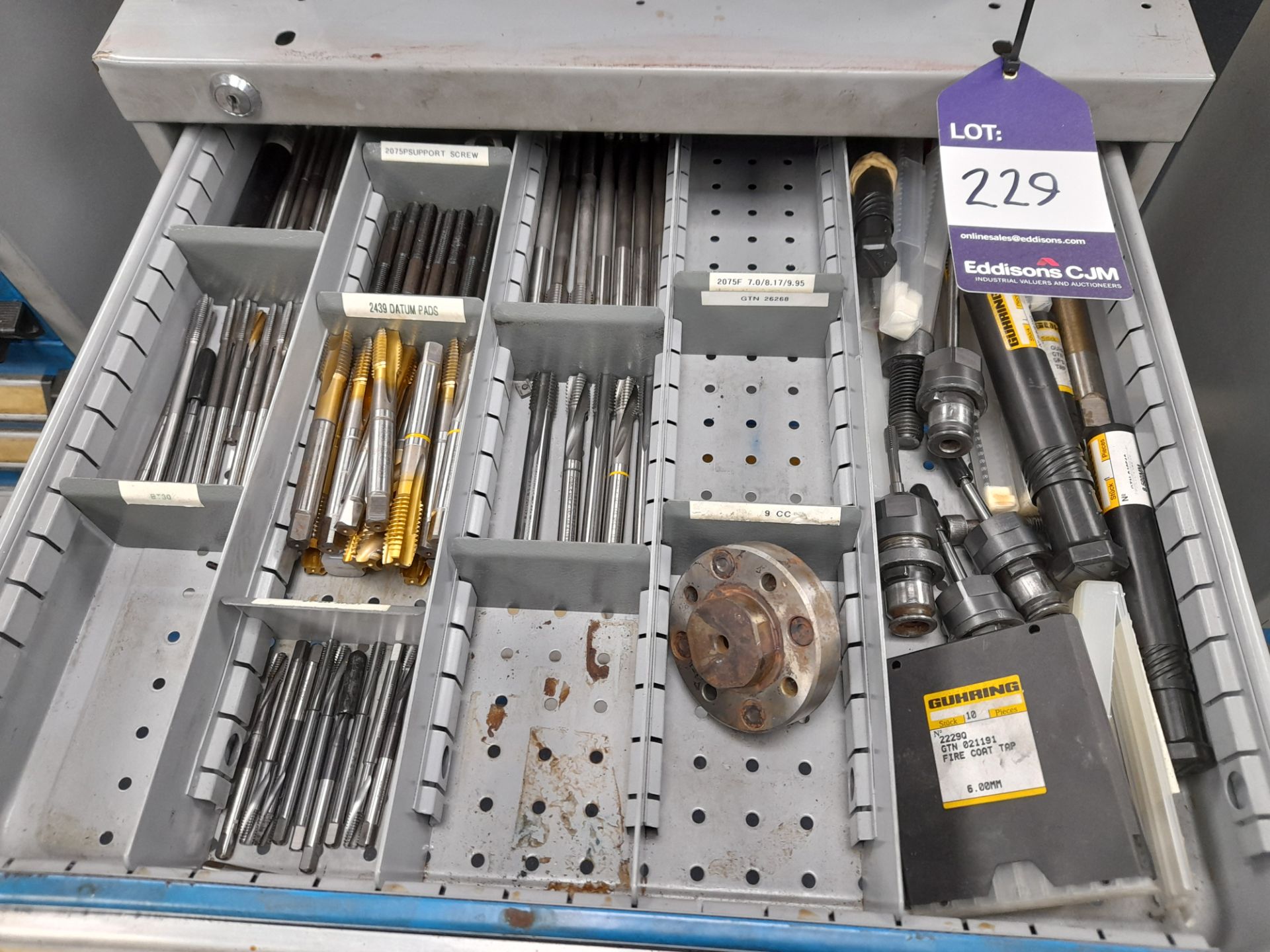 Multi-drawer tool cabinet and contents, to include drills, taps, reamers, cutters etc - Image 2 of 6