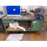 Steel fabricated engineers work bench (Approximately 1850 x 930), with Record No25 vice (Contents no