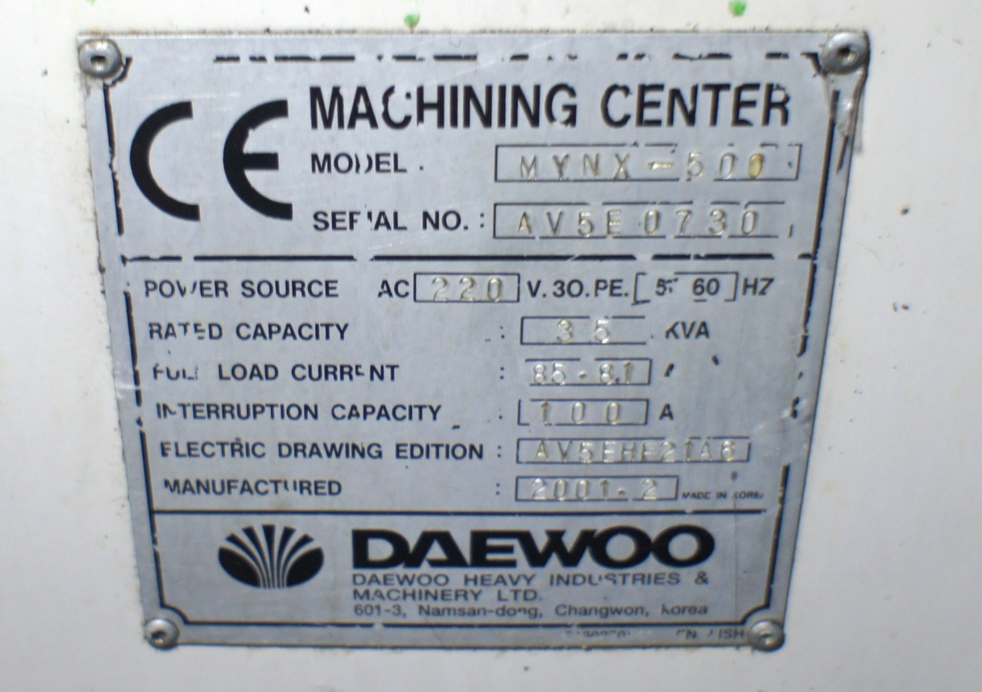 Daewoo Mynx-500 Vertical Machining Centre - Image 8 of 9