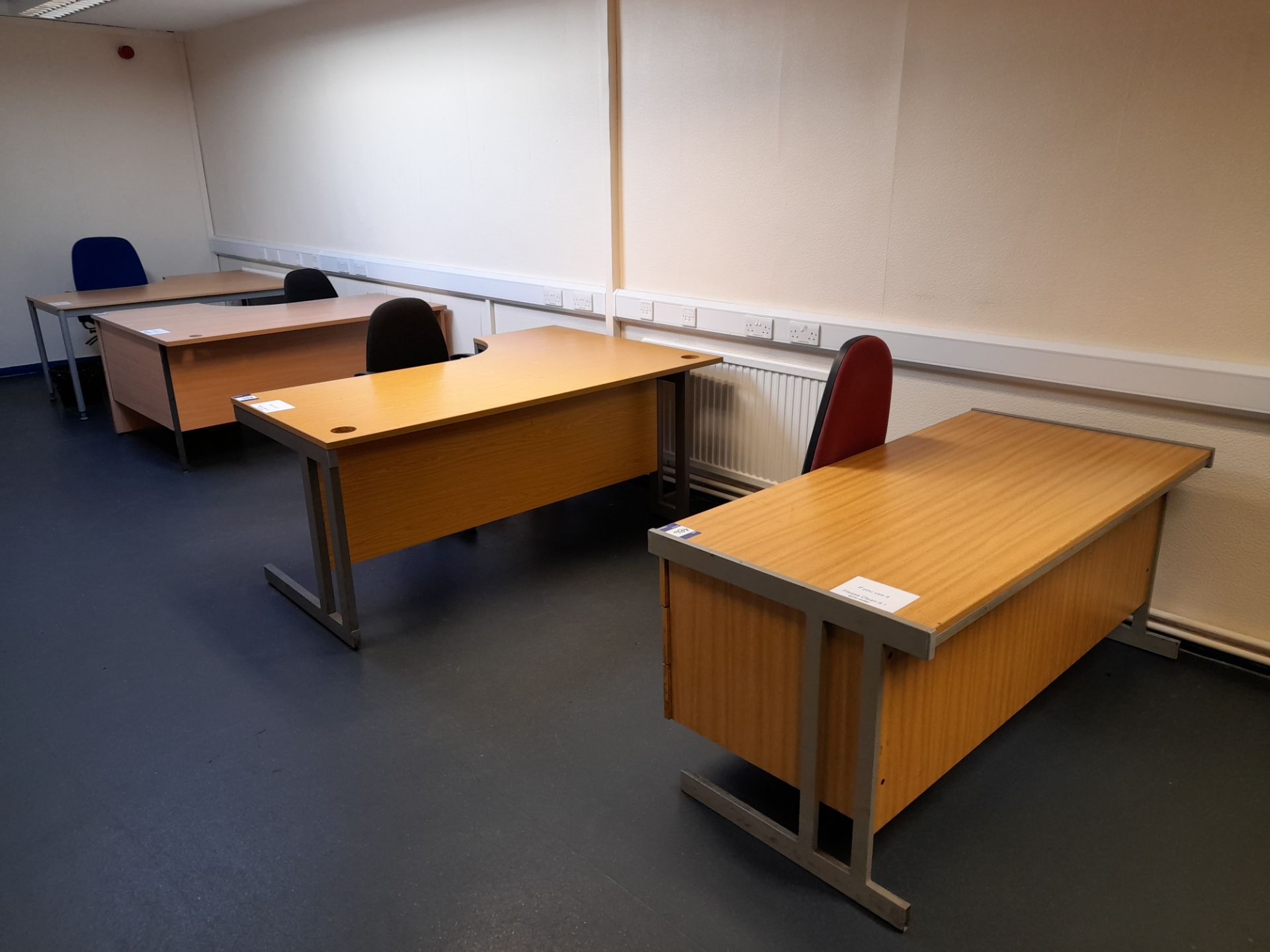 4 x Various single person workstations, with 4 x various chairs, to first floor