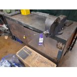 Steel fabricated double door engineers work bench (Approximately 1600 x 550), with Irwin No23 vice (
