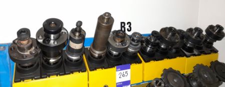 12 x Various BT40 extension CNC tool holders, to yellow holder (rack not included)