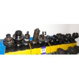 12 x Various BT40 extension CNC tool holders, to yellow holder (rack not included)