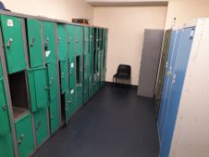 Large quantity of assorted personnel lockers, to first floor canteen / changing area