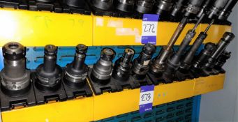 12 x Various HSK extension CNC tool holders, to yellow holder (rack not included)