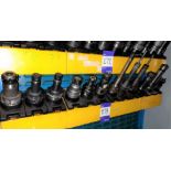 12 x Various HSK extension CNC tool holders, to yellow holder (rack not included)