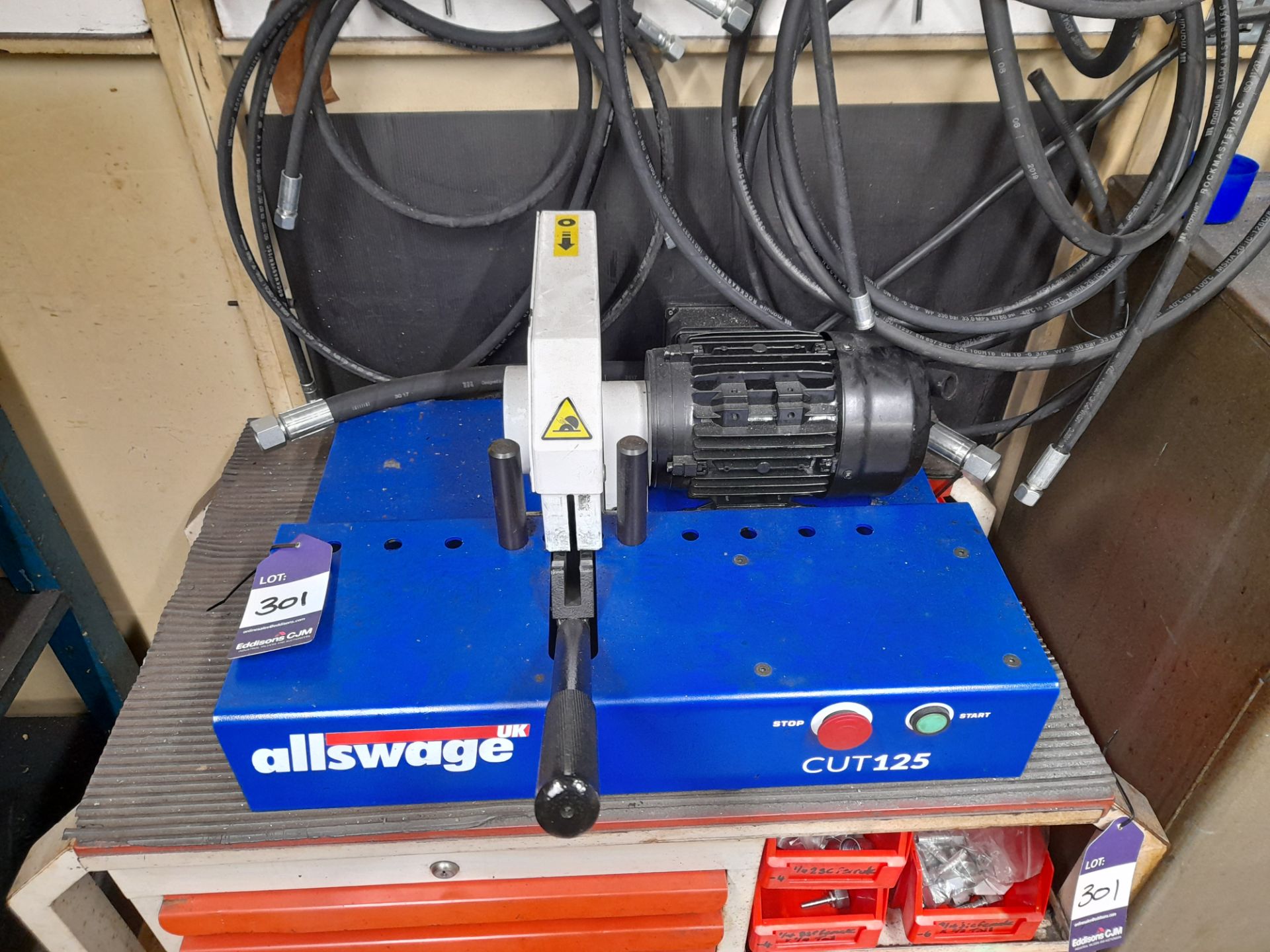 Allswage UK Cut125 hydraulic pipe cutter, various pipework to wall, and cabinet and fittings - Image 2 of 6