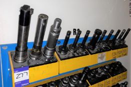 12 x Various BT40 extension CNC tool holders, to yellow holder (rack not included)