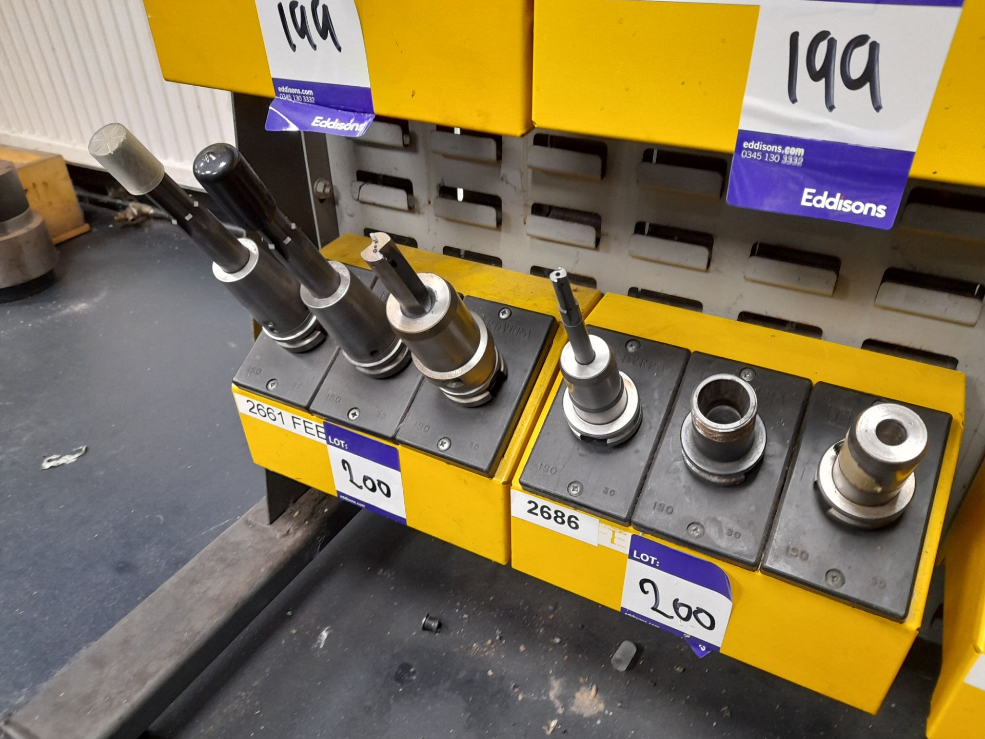 12 x Various BT30 CNC tool holders, with various tools, to yellow holder (rack not included) - Image 3 of 3