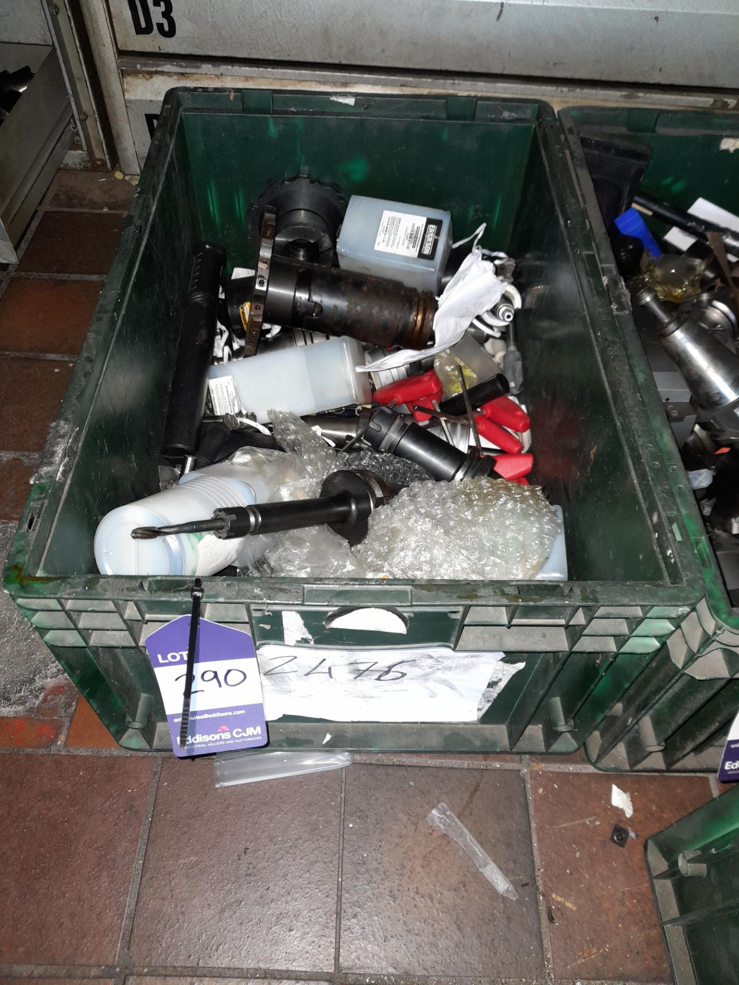 Contents to crate to include various CNC toolholders, cutters, etc