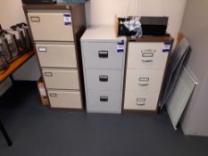 Bisley 2 drawer steel office cabinet, and 3 x various office filing cabinets, to first floor