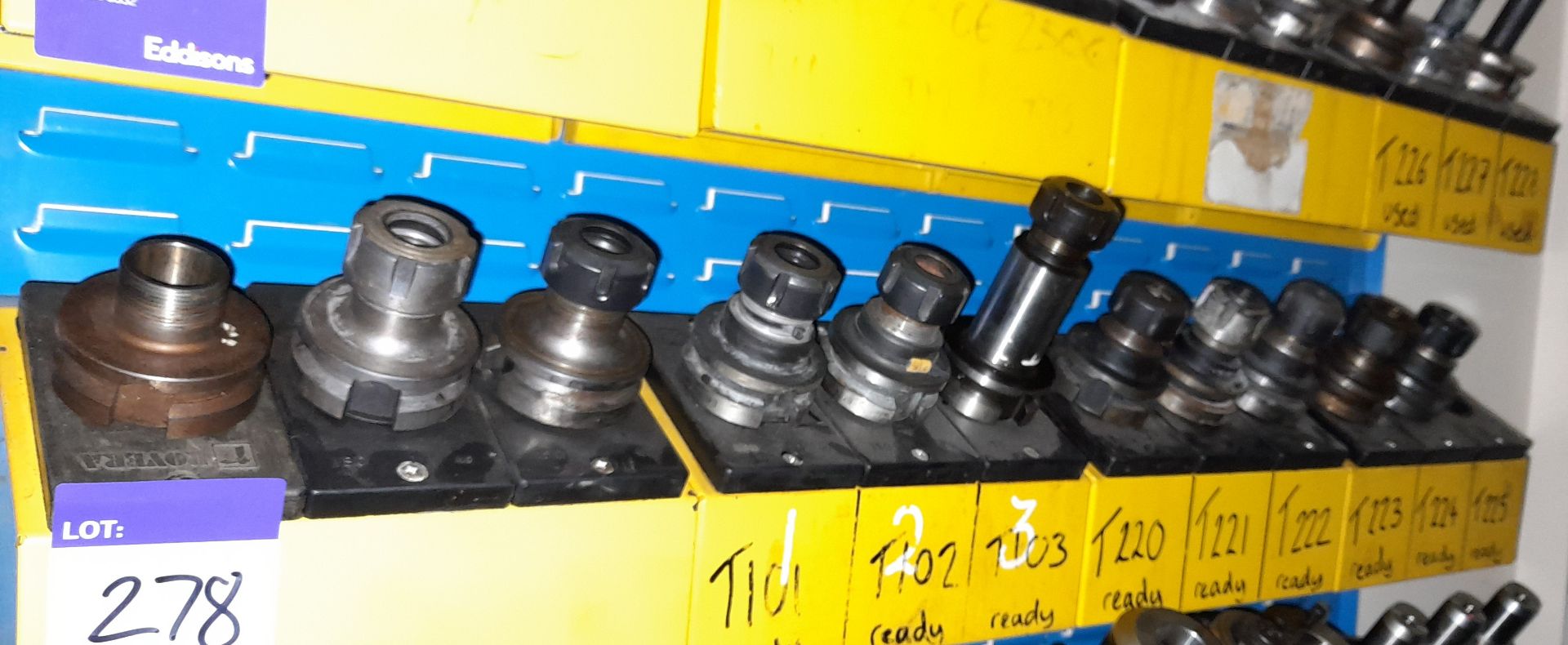 11 x Various BT40 extension CNC tool holders, to yellow holder (rack not included)