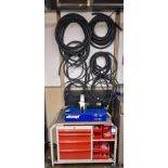 Allswage UK Cut125 hydraulic pipe cutter, various pipework to wall, and cabinet and fittings