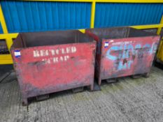 4 x Various fork truck mountable metal bins, to yard